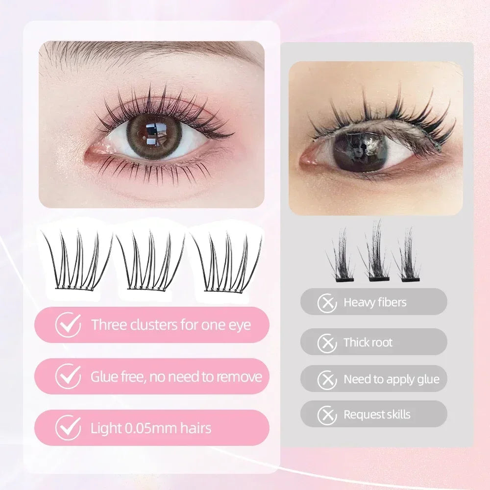 Yelix Fairy Glue-Free Reusable False Eyelashes – Easy DIY Segmented Lashes for Natural Look