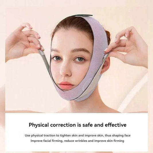 حزام تنحيف الوجه LuxuryGlow - قناع لتقليل الذقن المزدوجة وشد الوجه على شكل حرف V لجميع أشكال الوجه