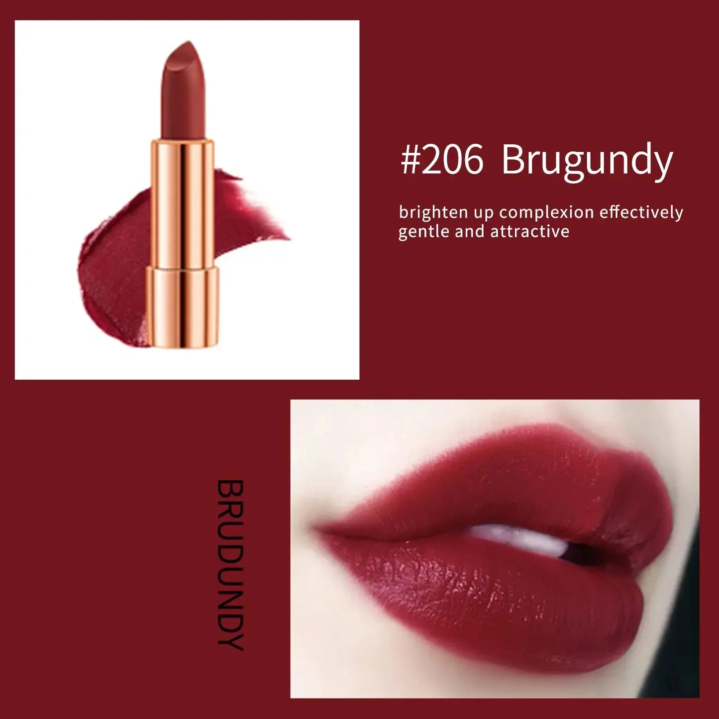 LUXURYTO - Juego de 3 labiales mate con bolsa plateada - Duraderos y resistentes al agua