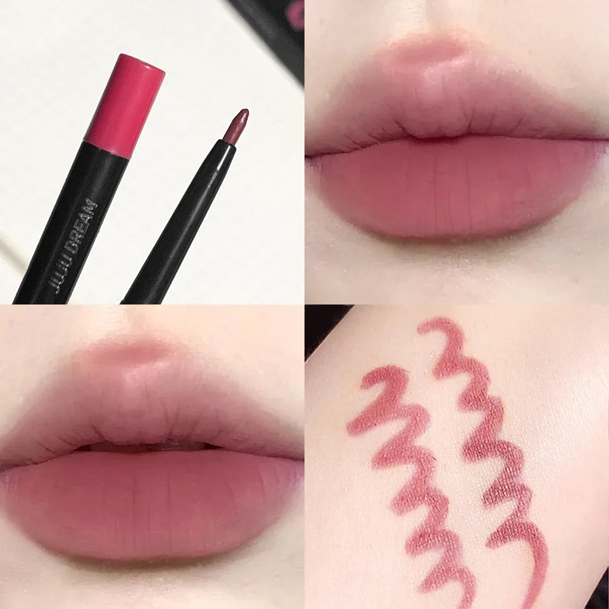 Lápiz delineador de labios mate a prueba de agua LuxuryGlow: 5 tonos duraderos y resistentes a las manchas para un contorno y una definición de labios perfectos.