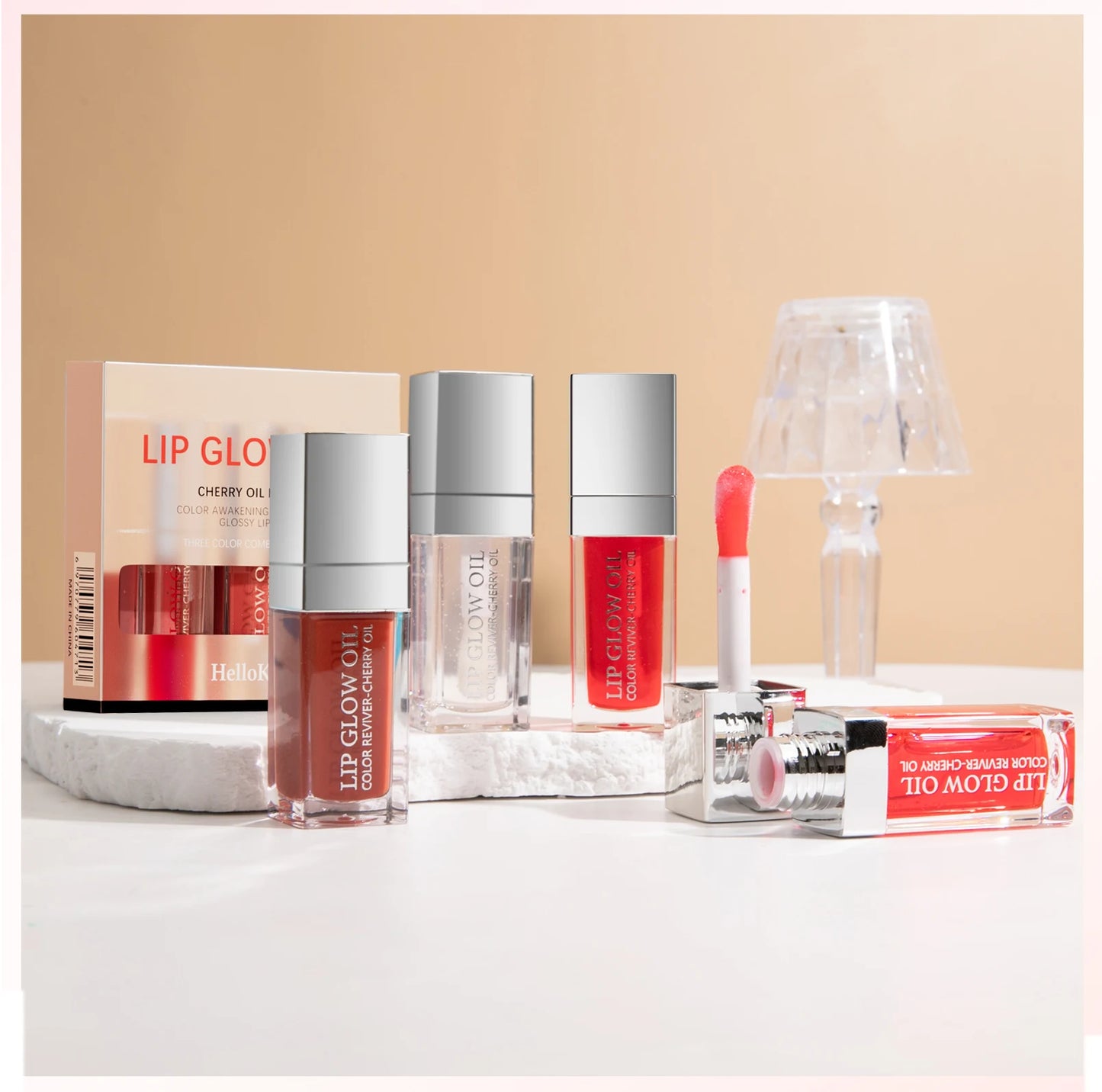 Hello Kiss Crystal Jelly Lip Oil Set – Tinted, Hydrating & Plumping Lip Gloss Combo
