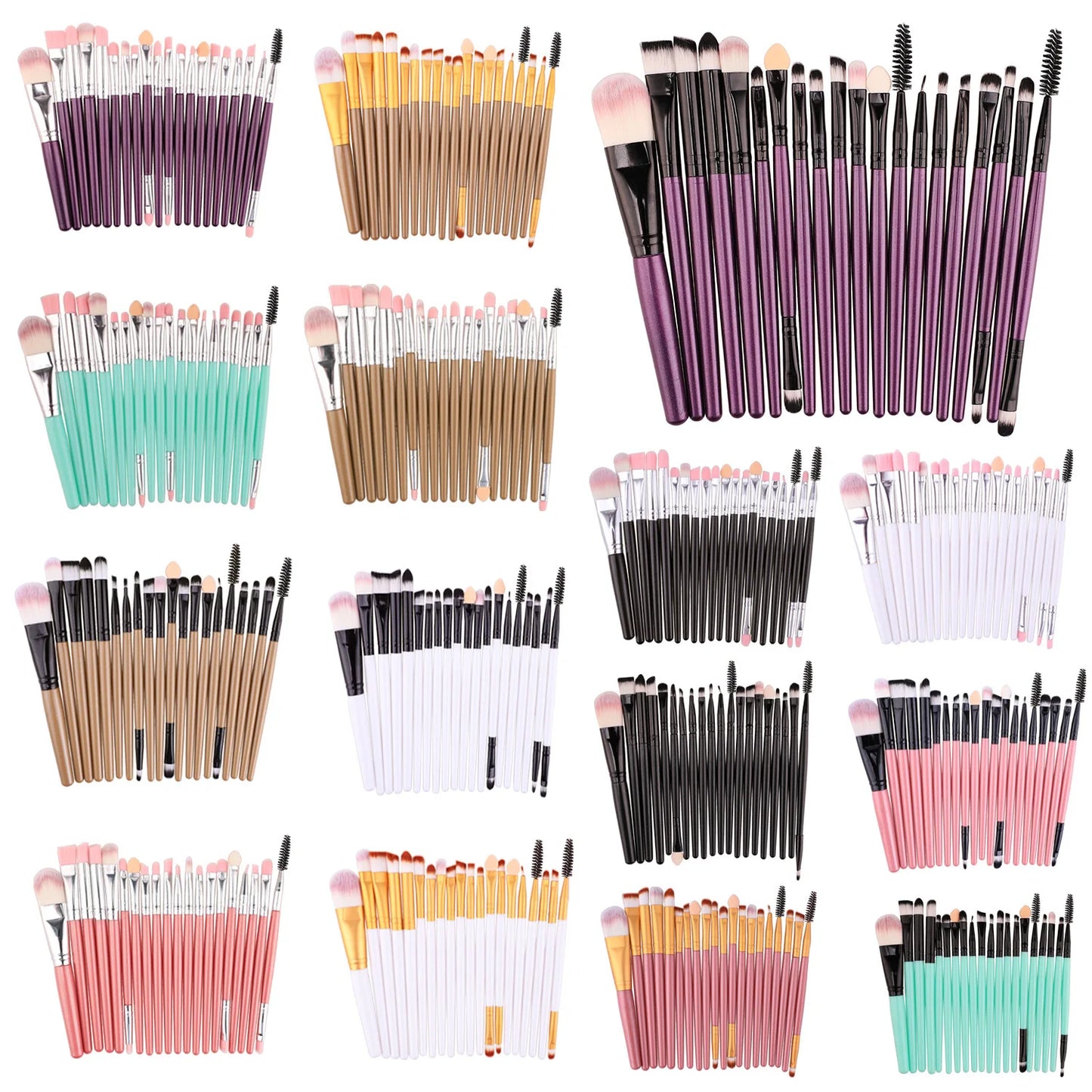 Set de 20 brochas de maquillaje de ojos LuxuryGlow MJ: sombras, delineadores y difuminadores