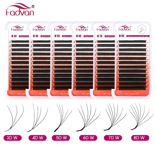 FADVAN W-Shape Volume Lash Extensions – 3D to 8D Premade Fans, Faux Mink