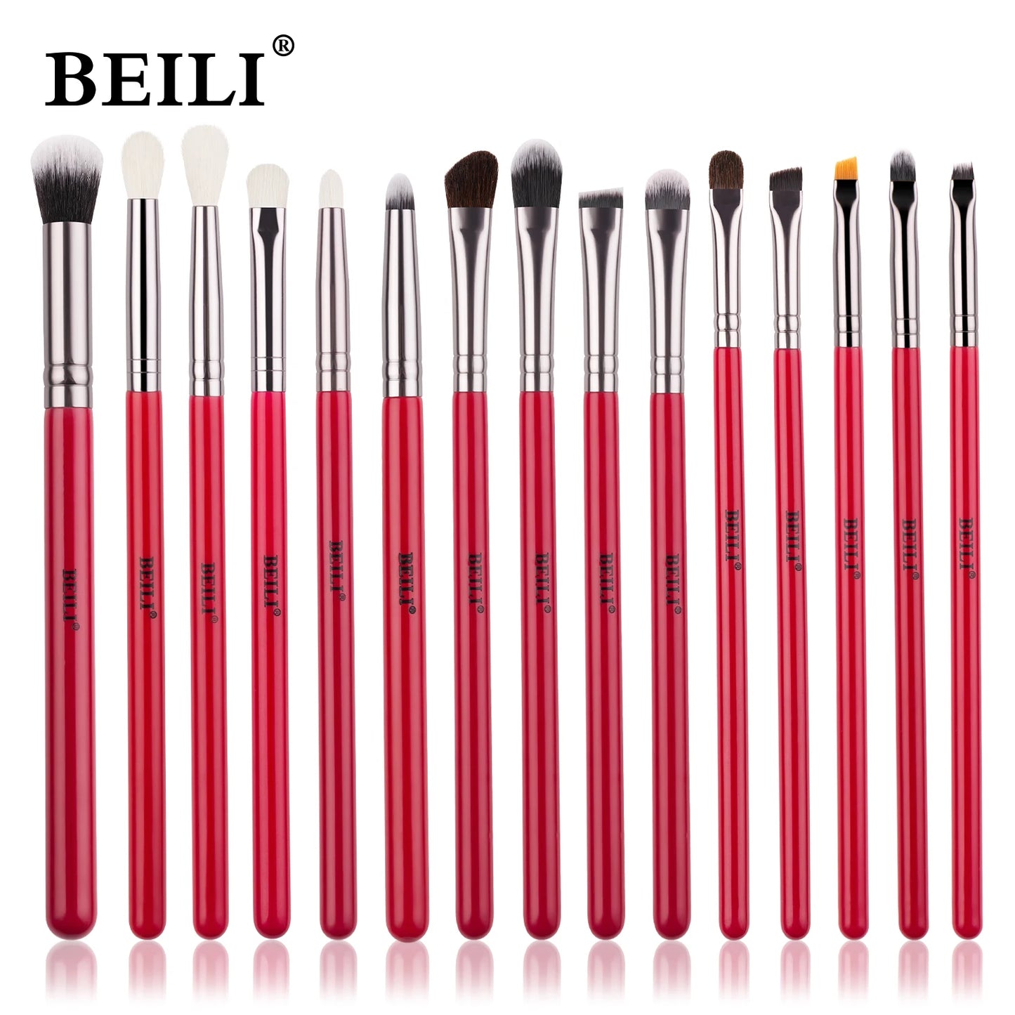 BEILI Red Eye Makeup Brush Set – 7/12/28/30 pcs Professional Natural Hair Kit