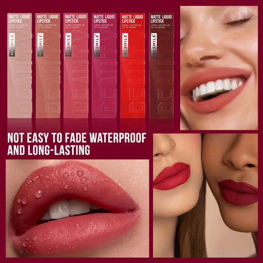 Brillo de labios satinado aterciopelado MLSMILE: 6 colores antiadherentes, acabado mate resistente al agua