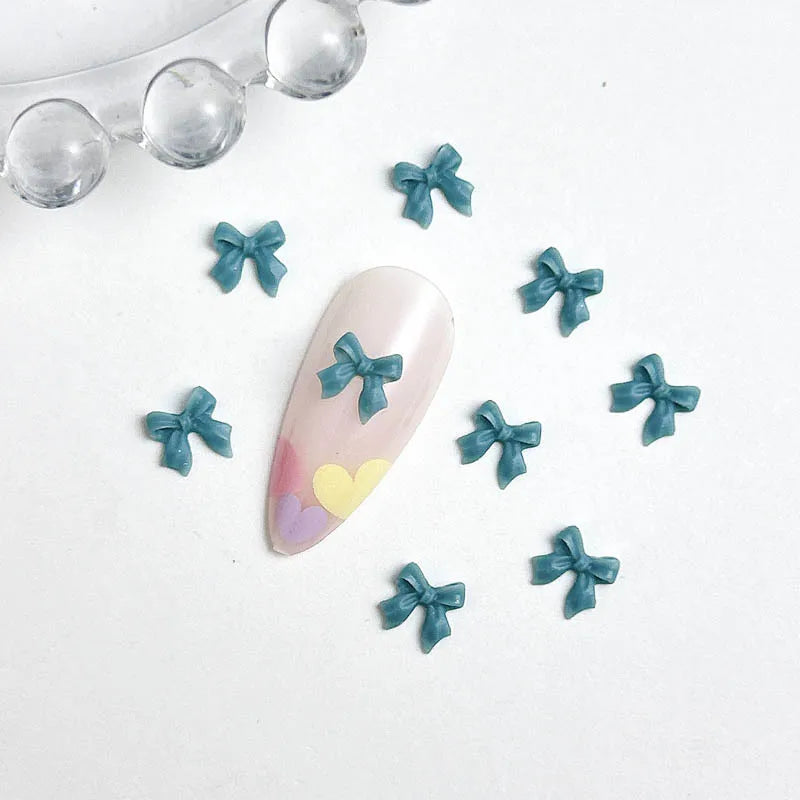 LuxuryGlow 50Pcs 3D Resin Bowknots Nail Art Decorations – Mini Acrylic Ribbon Charms for DIY Nails