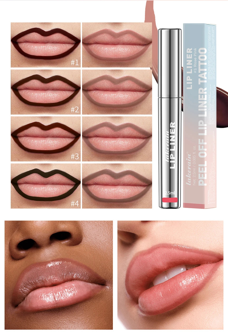 Delineador de labios Peel-Off Tattoo de ibcccndc: tinte mate resistente al agua y de larga duración
