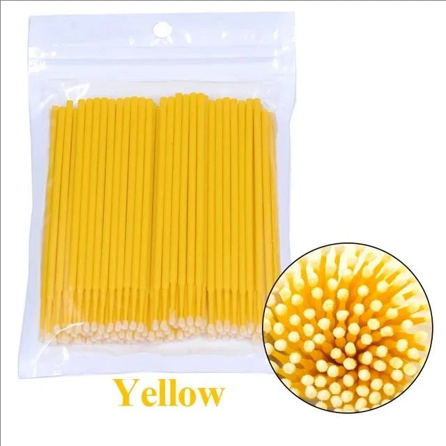 JPNPL MJ 100PCS Microcepillos para Pestañas – Hisopos de Algodón para Limpiar Extensiones de Pestañas