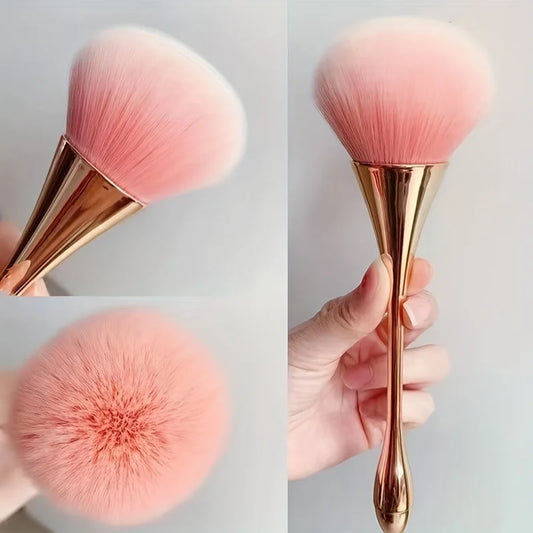 WRDEW Rose Gold Fan Makeup Brush – Soft Blush, Highlight & Powder Brush