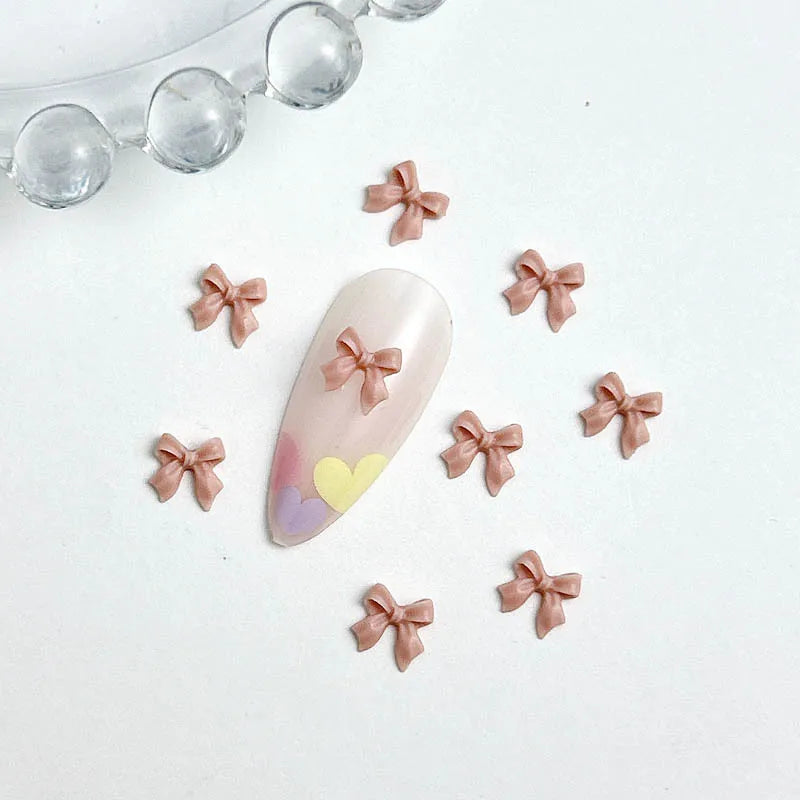 LuxuryGlow 50Pcs 3D Resin Bowknots Nail Art Decorations – Mini Acrylic Ribbon Charms for DIY Nails