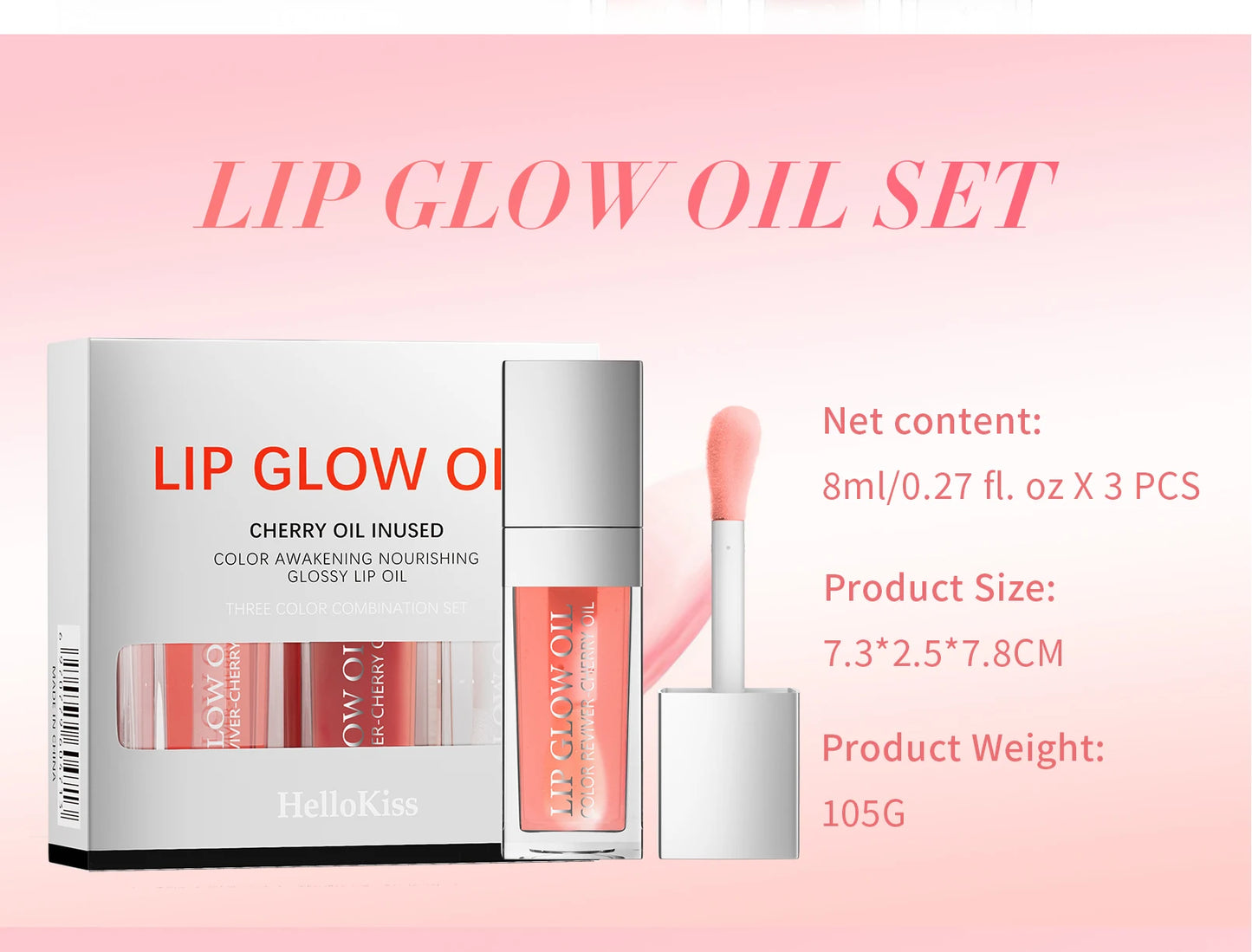 Hello Kiss Crystal Jelly Lip Oil Set – Tinted, Hydrating & Plumping Lip Gloss Combo