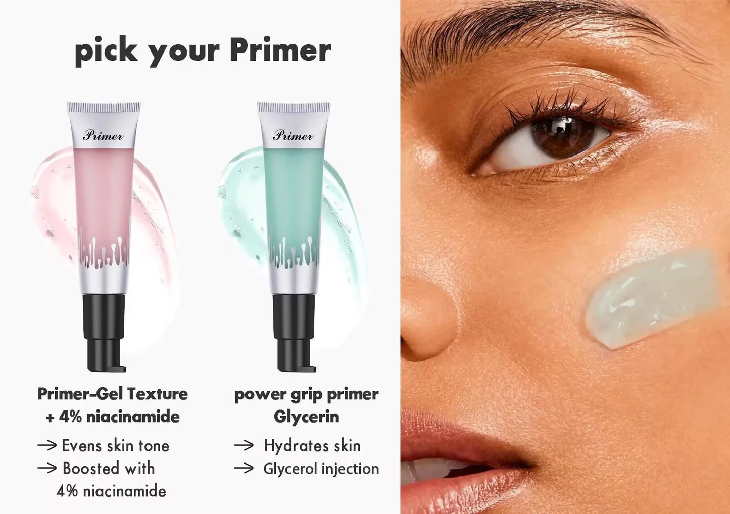 Prebase hidratante facial LUXURYTO Power Grip de 24 ml: minimiza los poros, suaviza y es una base de maquillaje de larga duración.