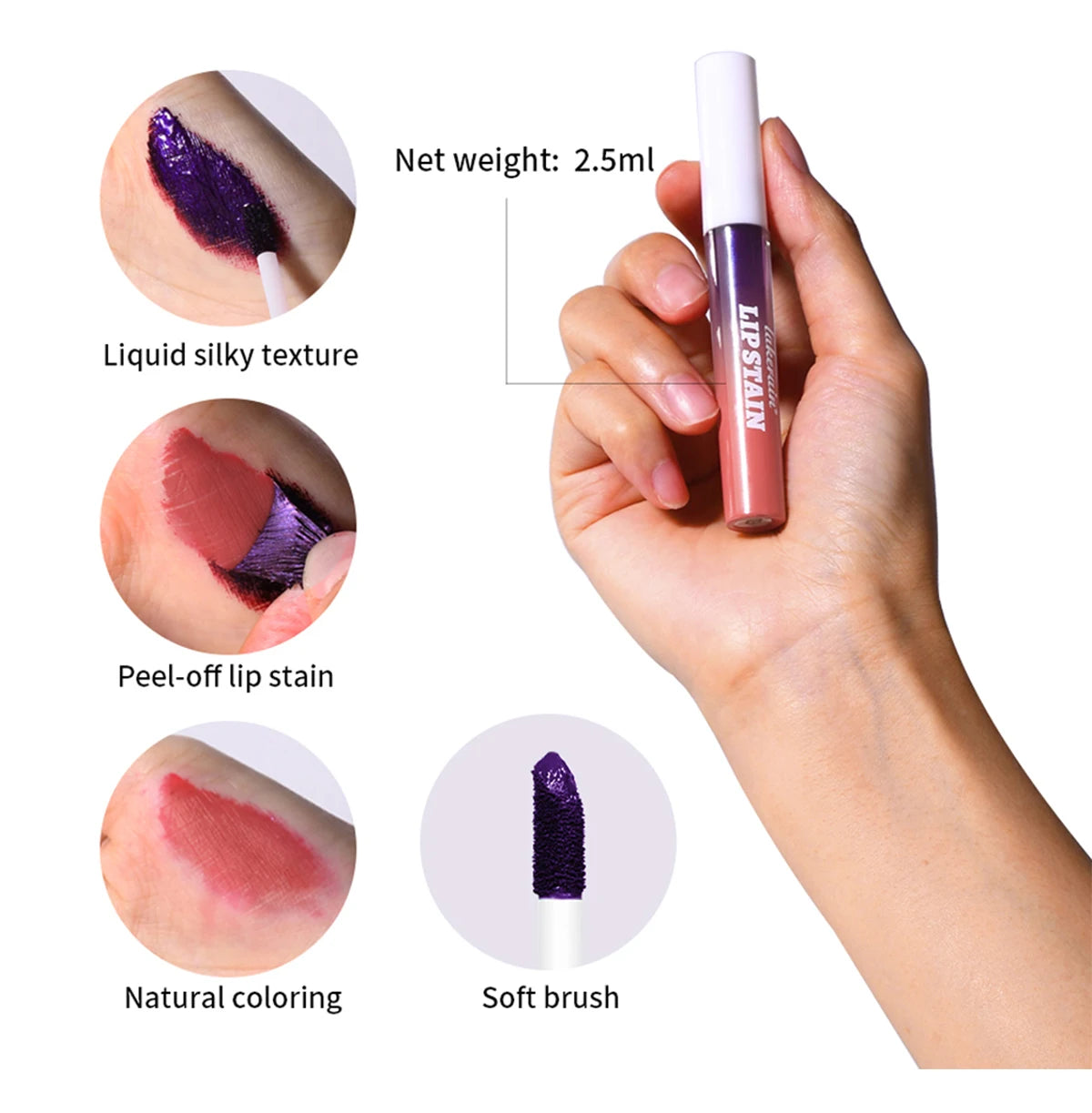 Brillo labial Peel &amp; Stick de Lakerain: brillo duradero, resistente al agua, antiadherente y resistente a las transferencias.