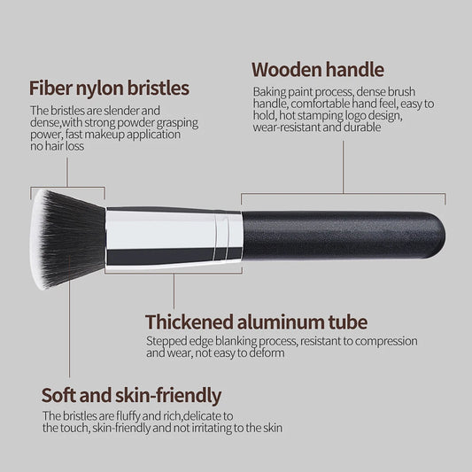 LuxuryGlow Large Flat Head Foundation Makeup Brush – Portable Beauty Tool for Smooth Application