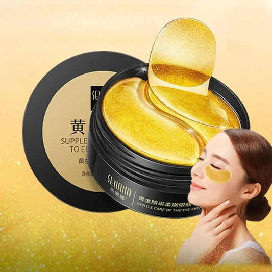 REAROYA 24K Gold Collagen Eye Mask – 60 Pcs for Dark Circles, Puffiness & Fine Lines