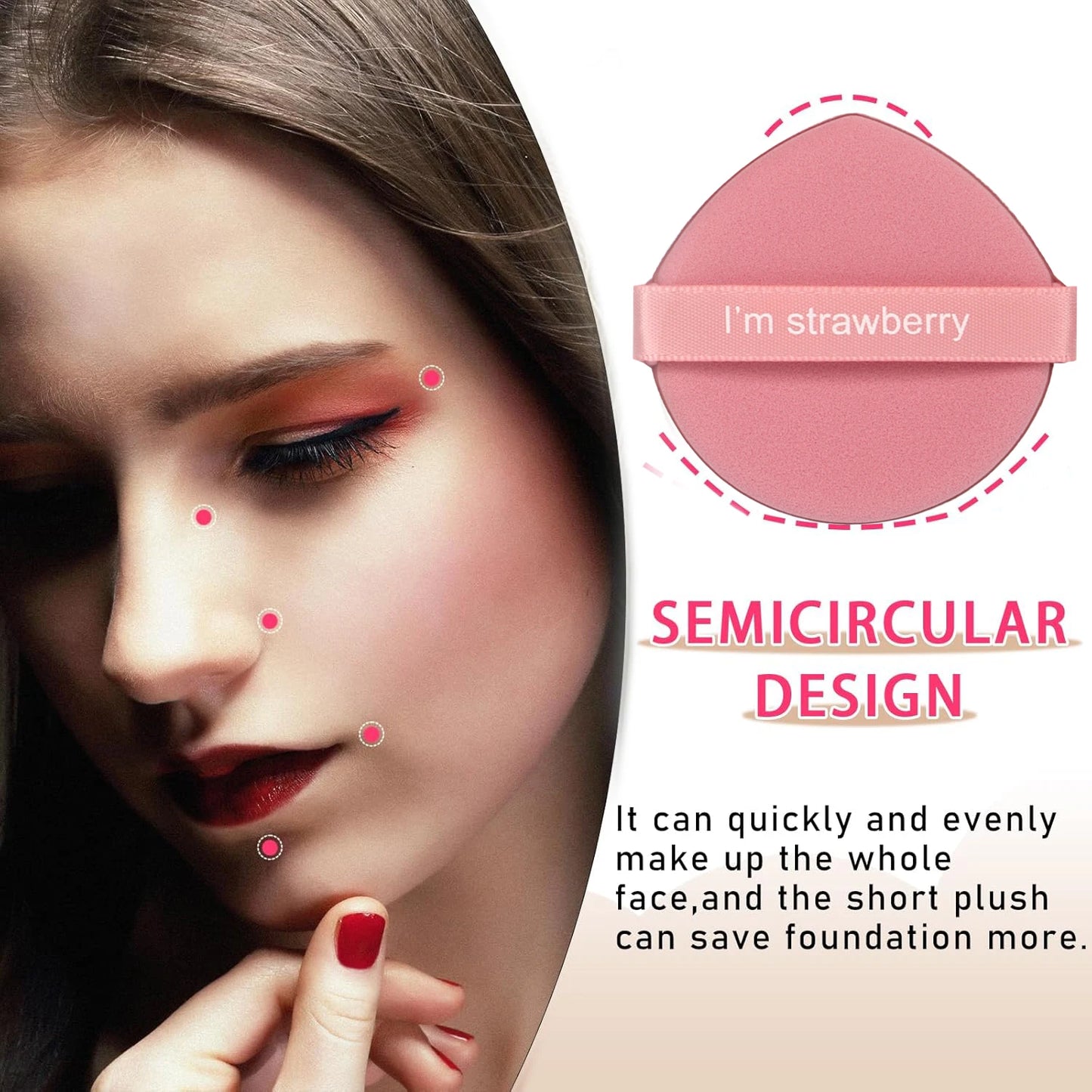 Karsyngirl - Juego de 7 esponjas de maquillaje de fresa (doble cara)