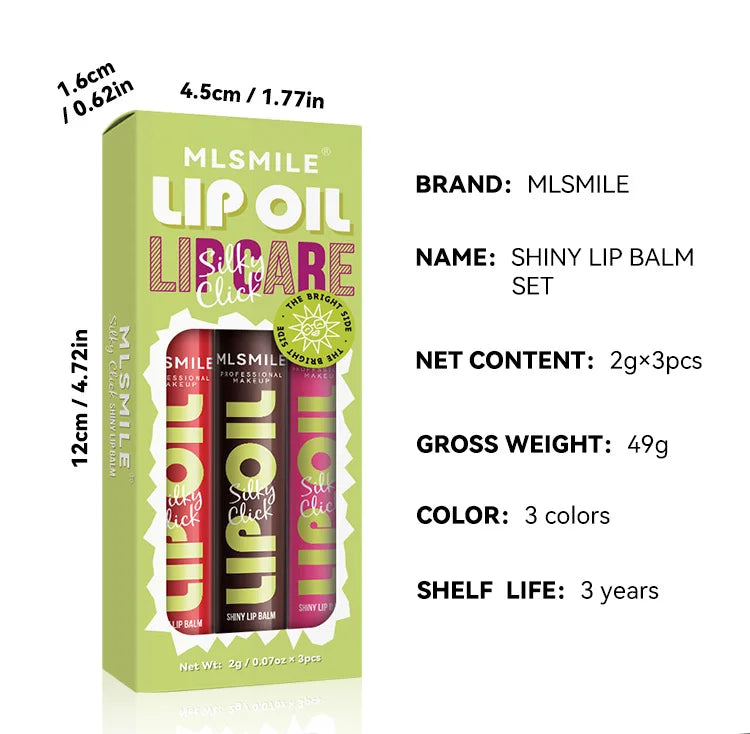 MLSMILE 3-in-1 Press Lipstick Set – Long-Lasting, Moisturizing, High-Shine Gloss