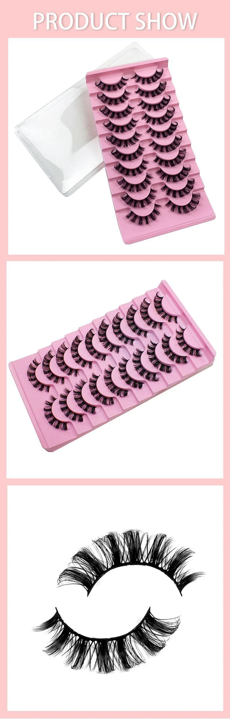 EOEKKY Hot Selling 10 Pairs Russian Volume Wispy Eyelashes – Mixed Styles, Natural Look