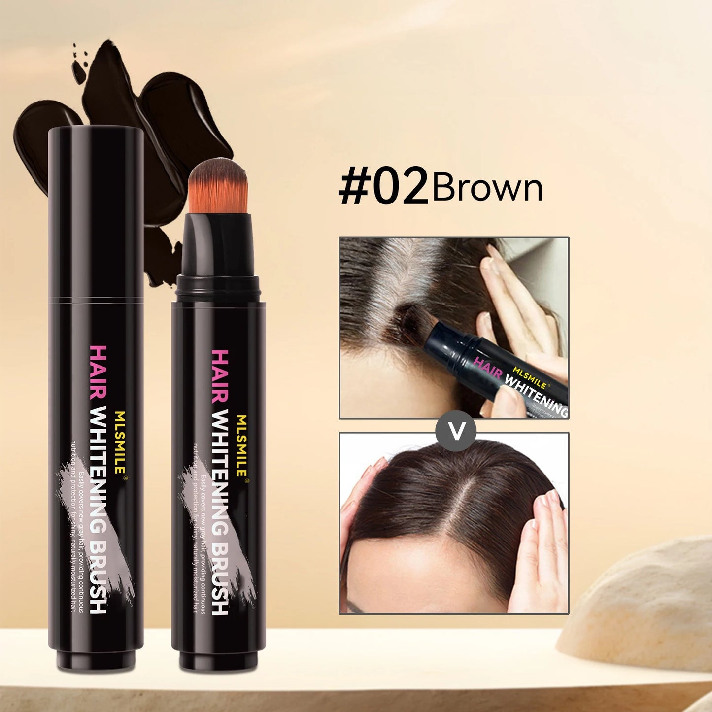 LuxuryGlow Disposable Hair Color Brush Stick – Temporary White Hair Concealer with Natural Plant Extracts (20ml)
