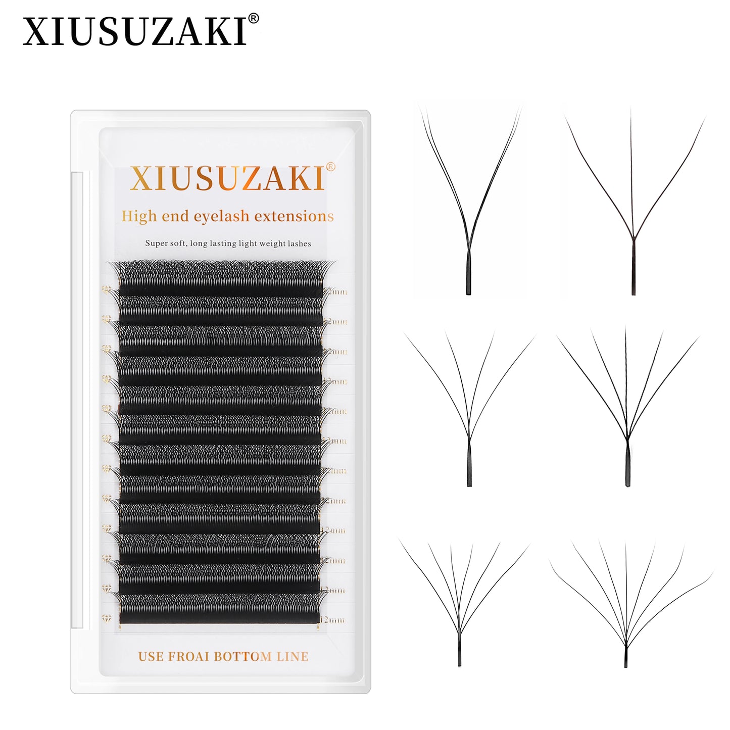 XIUSUZAKI W-Shaped Premade Fan Eyelash Extensions – 2D to 8D Automatic Blooming Lashes C30