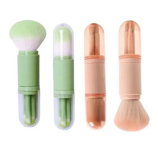 RUZOFO 4PCS 4-in-1 Telescopic Travel Makeup Brush Set – Compact & Portable
