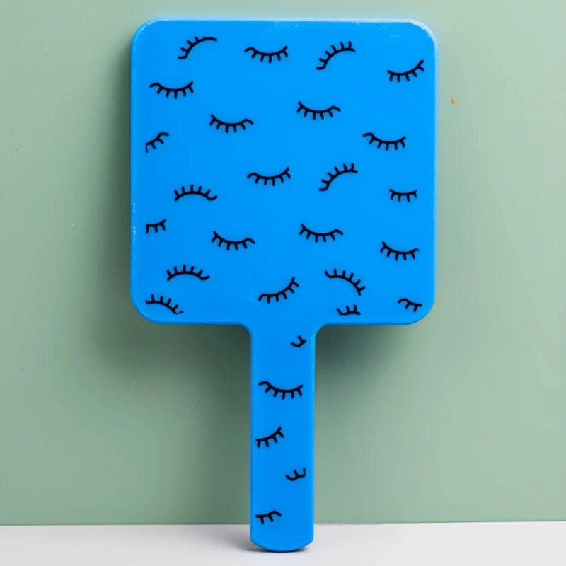 مرآة مكياج مربعة محمولة باليد من HMQ Beauty لتمديد الرموش - مرآة زينة عالية الدقة بمقبض