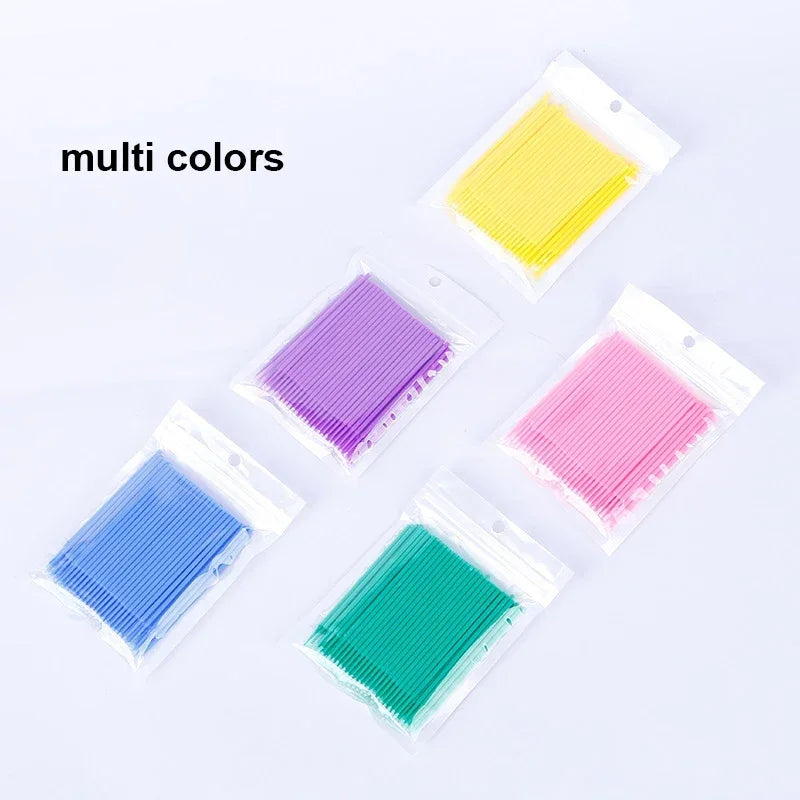 JPNPL MJ 100PCS Microcepillos para Pestañas – Hisopos de Algodón para Limpiar Extensiones de Pestañas