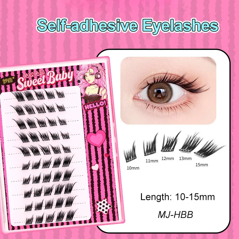 LuxuryGlow Self-Adhesive Eyelash Clusters – No-Glue, Reusable, Natural Look Lashes