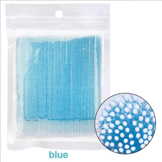 JPNPL MJ 100PCS Microcepillos para Pestañas – Hisopos de Algodón para Limpiar Extensiones de Pestañas