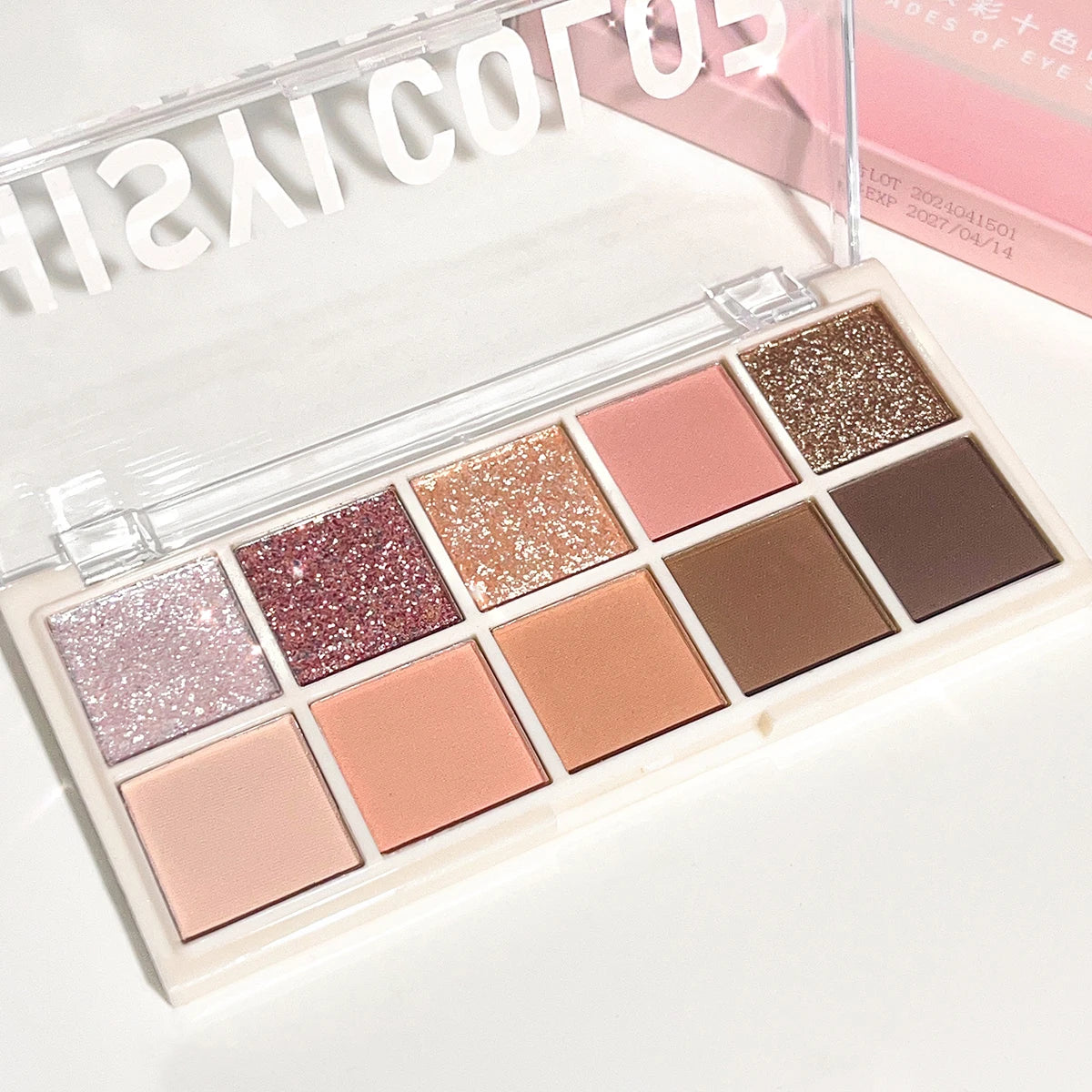 HISYI 10-Color Eyeshadow Palette – Matte, Shimmer & Glitter Waterproof Long-Lasting