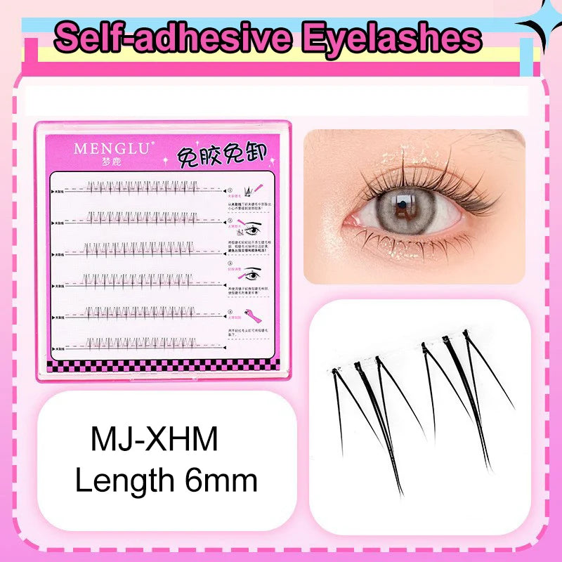 LuxuryGlow Self-Adhesive Eyelash Clusters – No-Glue, Reusable, Natural Look Lashes