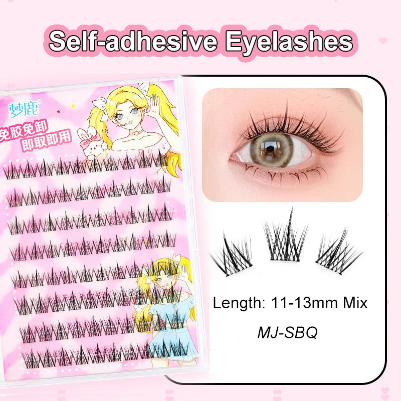 LuxuryGlow Self-Adhesive Eyelash Clusters – No-Glue, Reusable, Natural Look Lashes