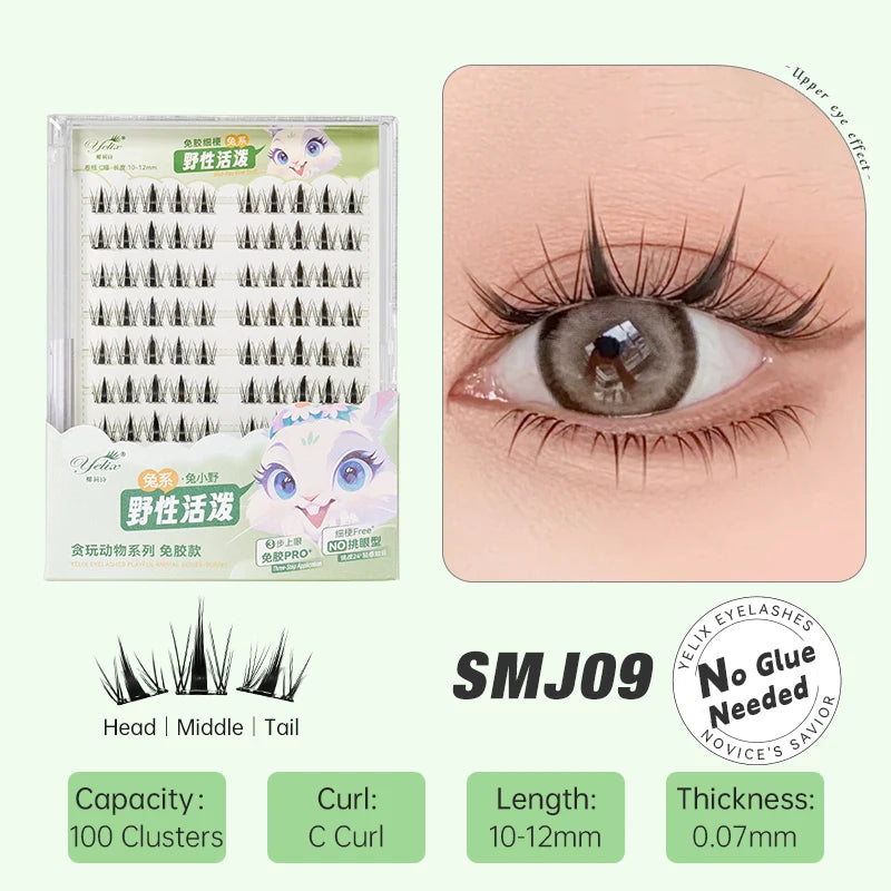 Yelix Fairy Glue-Free Reusable False Eyelashes – Easy DIY Segmented Lashes for Natural Look