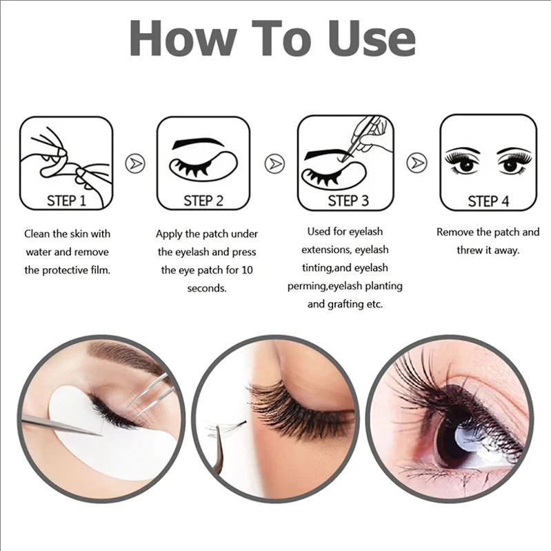 Parches de gel sin pelusa JPNPL MJ para el contorno de ojos: extensiones de pestañas y mascarillas para ojos