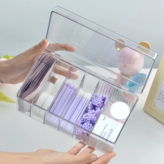 LuxuryGlow Professional Acrylic Eyelash Storage Box with Lid – Transparent Organizer for Lash Stylists