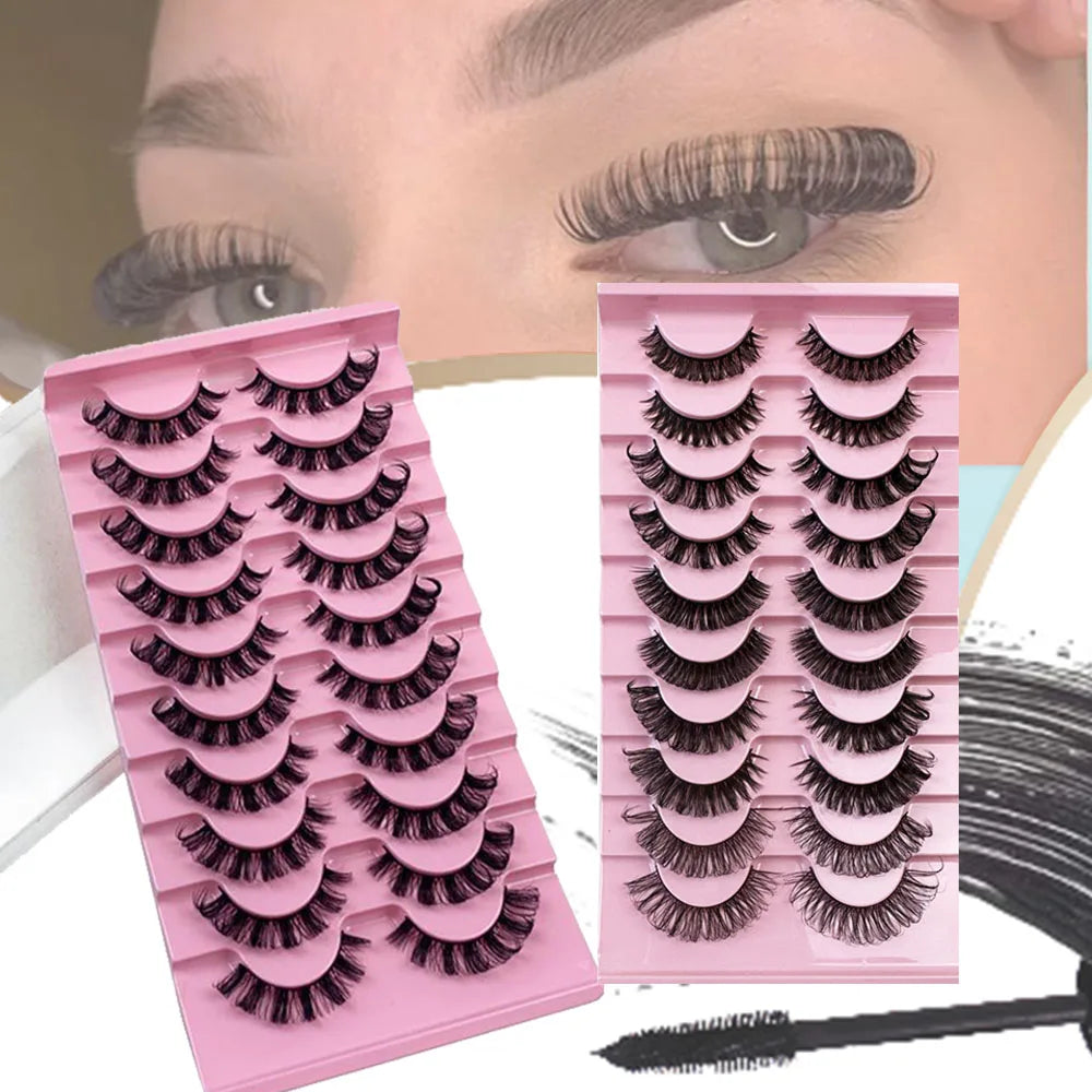 EOEKKY Hot Selling 10 Pairs Russian Volume Wispy Eyelashes – Mixed Styles, Natural Look
