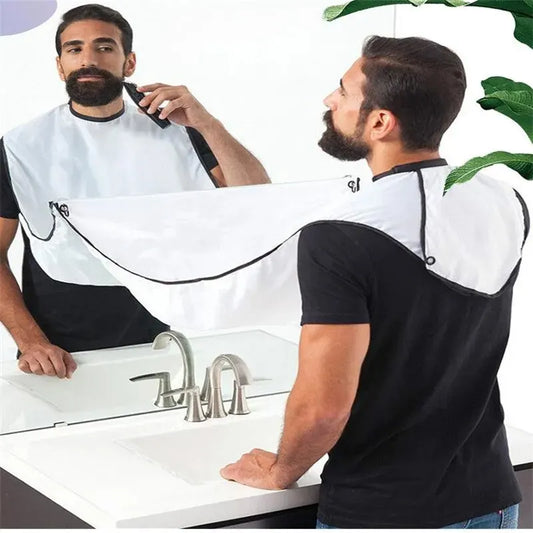 LuxuryGlow  No-Mess Shaving Bib for Men – Beard Trimming Apron with Suction Cups