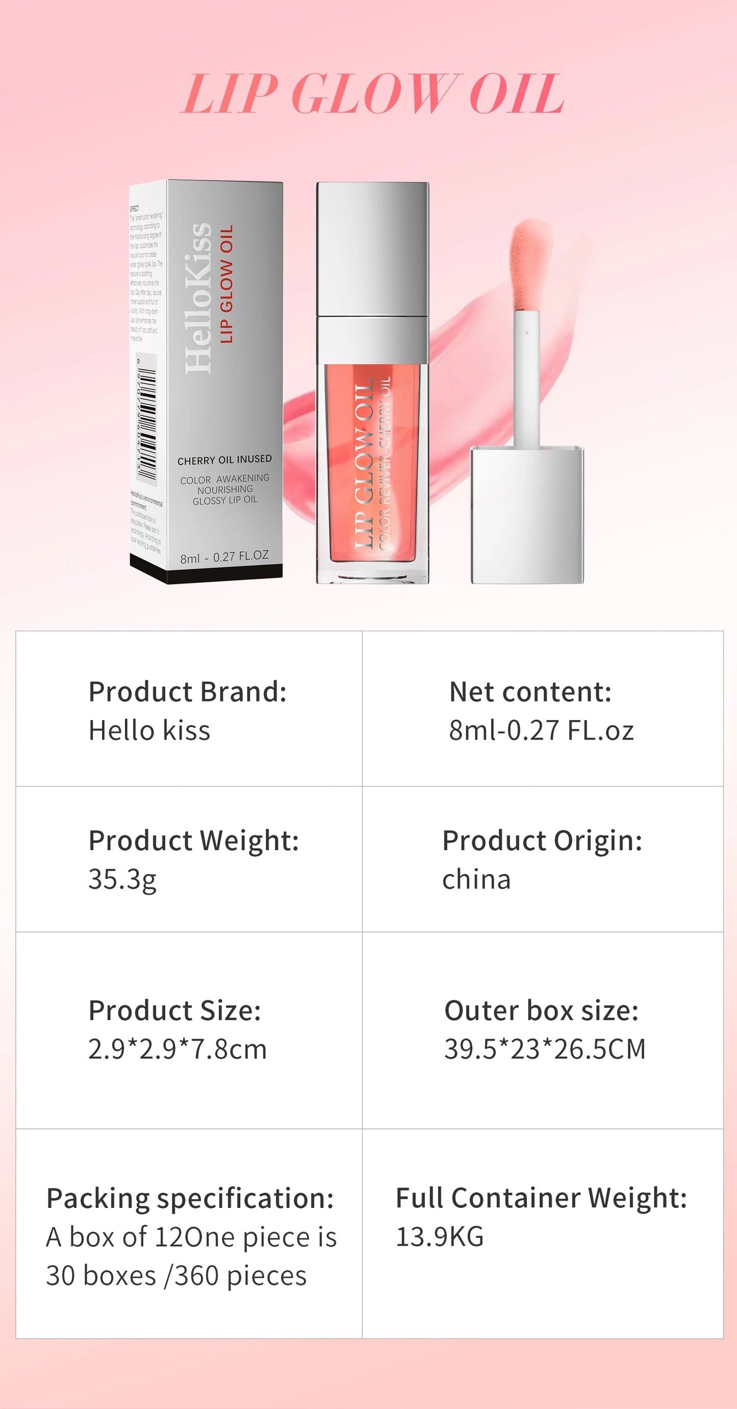 Aceite labial Hello Kiss Crystal Jelly | Brillo hidratante y voluminizador para labios hidratados