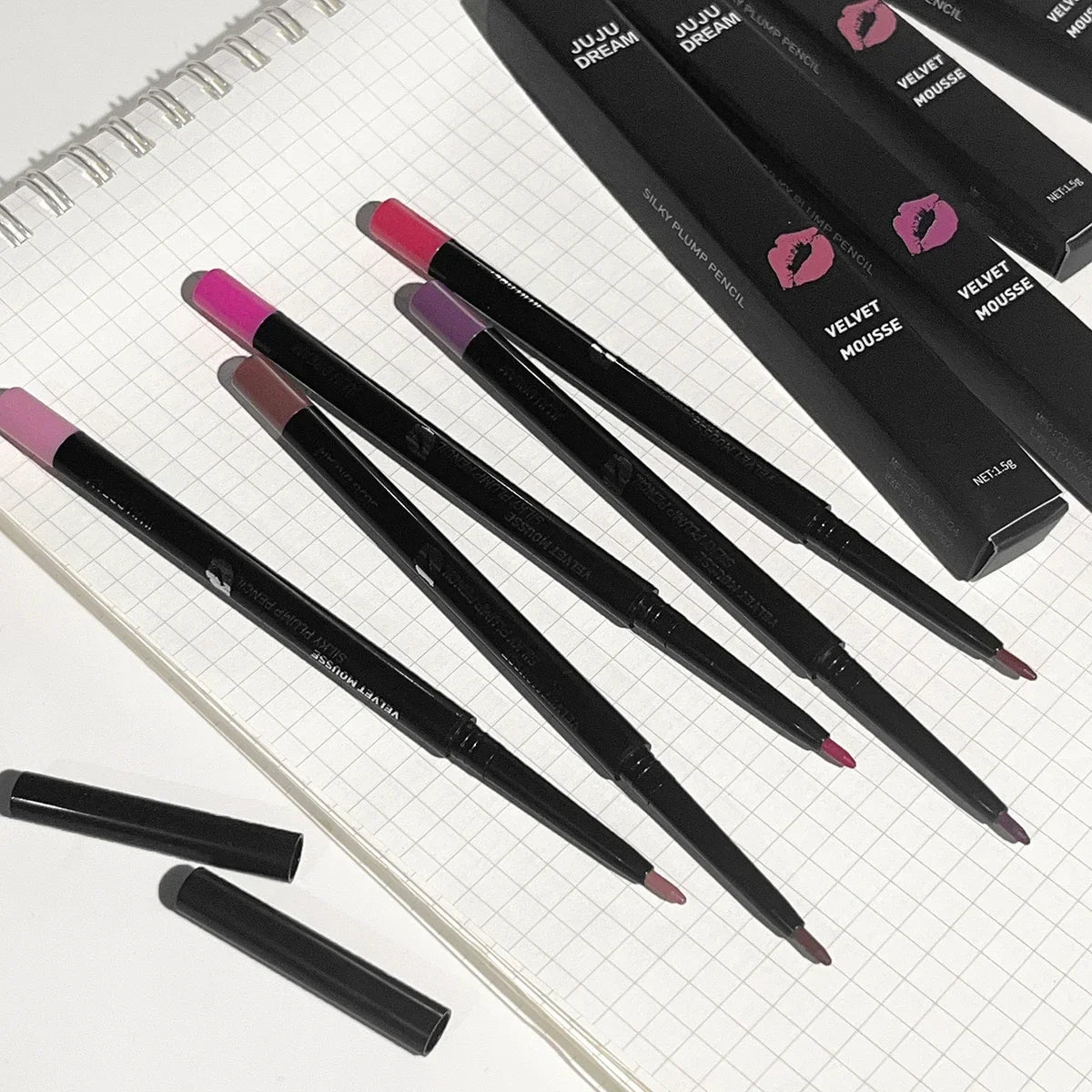 Lápiz delineador de labios mate a prueba de agua LuxuryGlow: 5 tonos duraderos y resistentes a las manchas para un contorno y una definición de labios perfectos.