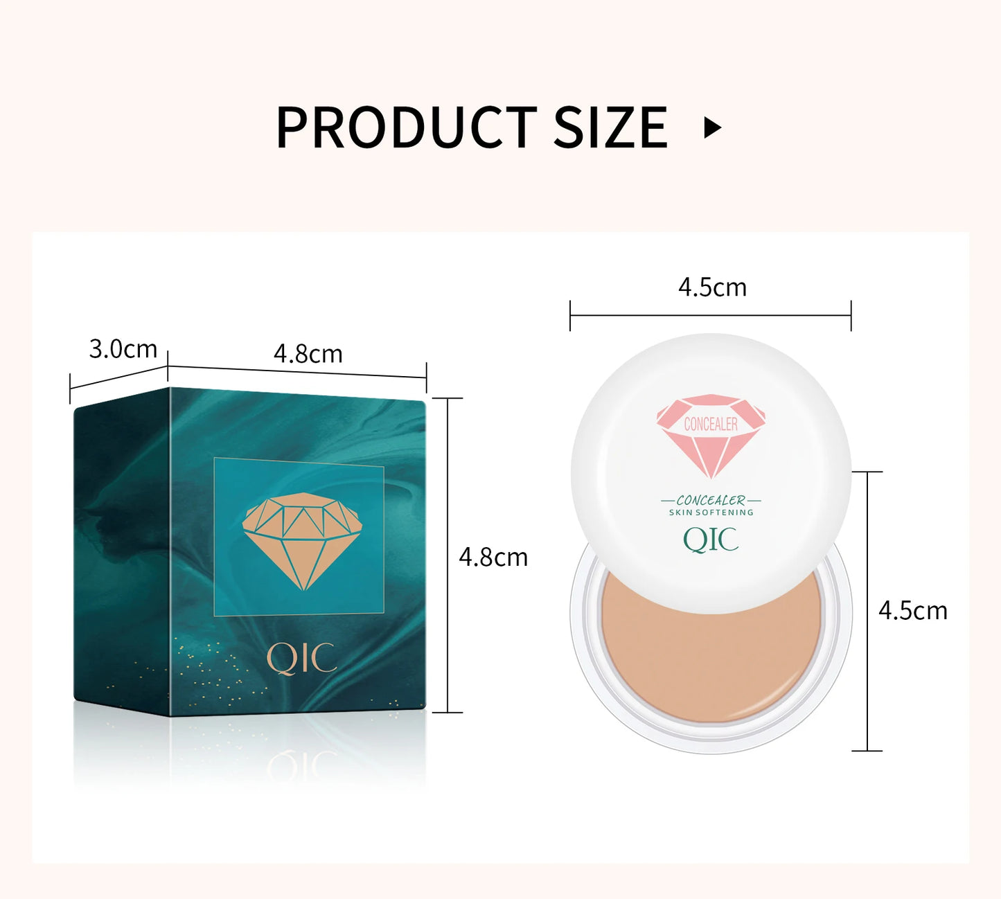 Corrector y crema BB QIC de alta cobertura, resistente al agua: de larga duración y antiojeras.