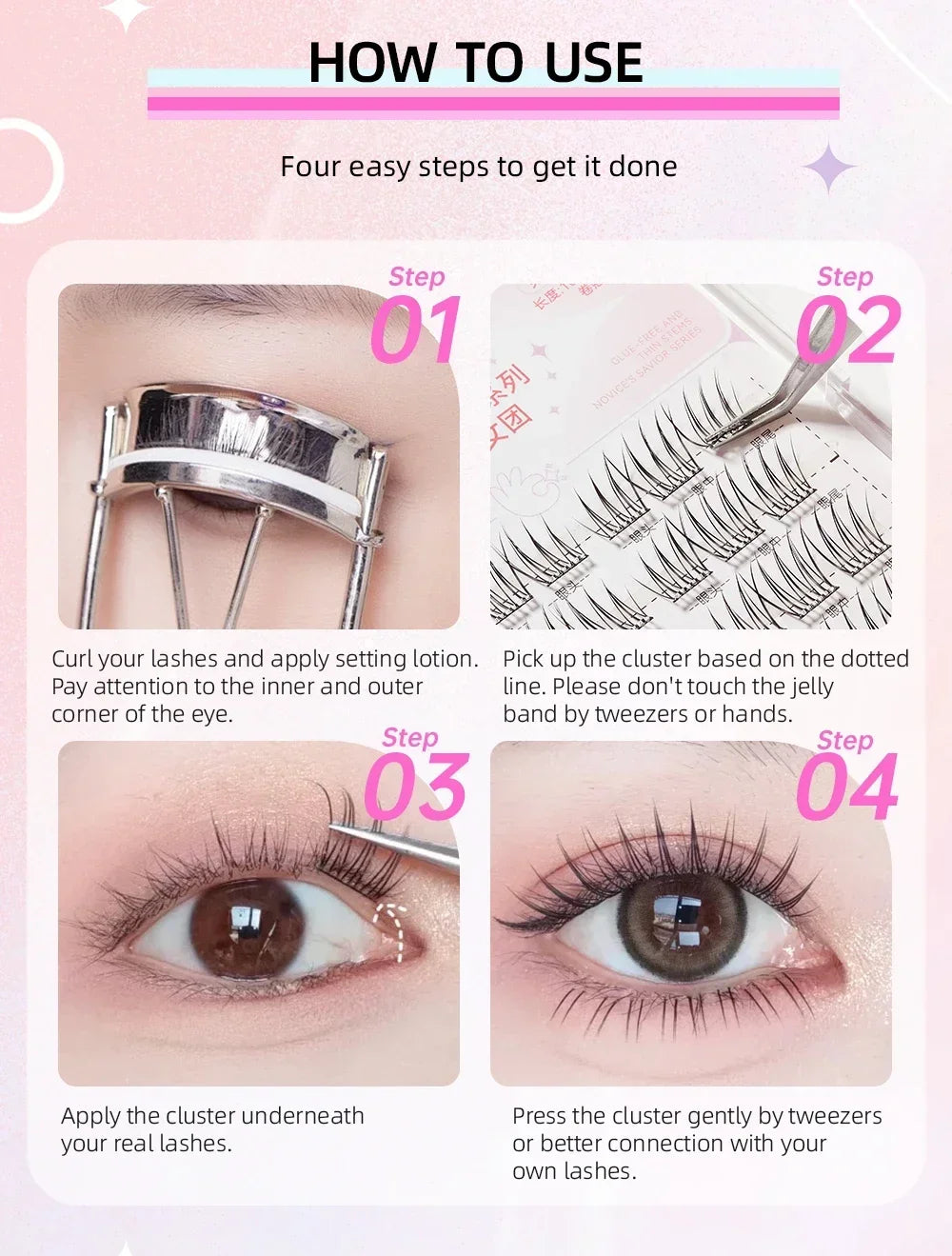 Yelix Fairy Glue-Free Reusable False Eyelashes – Easy DIY Segmented Lashes for Natural Look