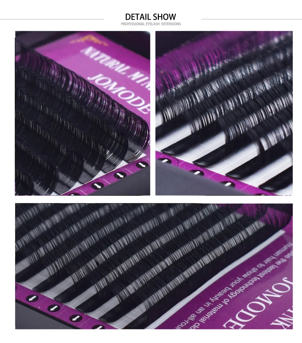 ZXZZS 16-Row Matte Black Individual Eyelash Extensions – Handcrafted Faux Lashes for Soft, Natural Look | Salon & Pro Use