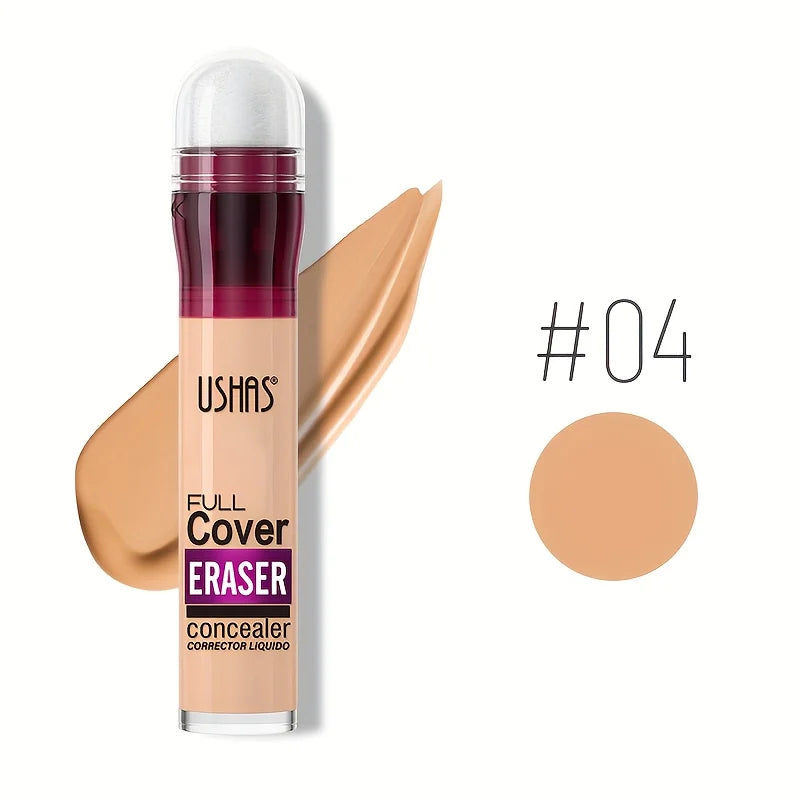 USHAS Sponge Head Liquid Concealer – Long-Lasting, Moisturizing & Full Coverage for Dark Circles, Acne & Blemishes