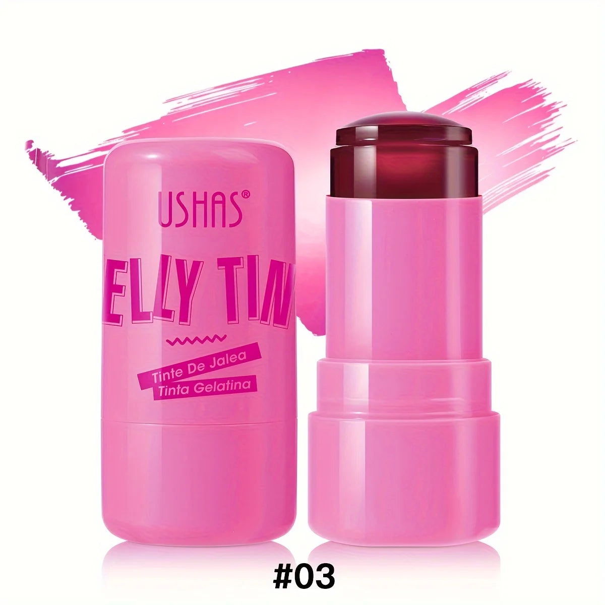 USHAS 4-in-1 Jelly Blush Stick – Lip Balm, Eyeshadow & Lip Gloss (Multi-Use Matte Finish)