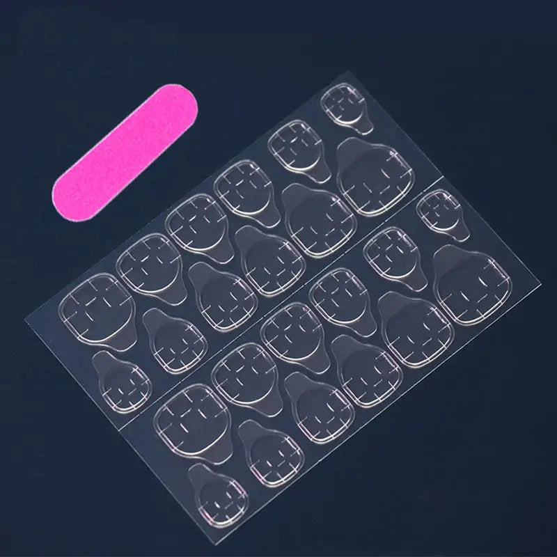Kit de 24 uñas francesas cortas LuxuryGlow: estilo minimalista, con pegamento y lima