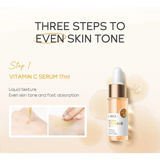 LAIKOU Set de 3 piezas para el cuidado de la piel con vitamina C: hidrata, ilumina y da brillo