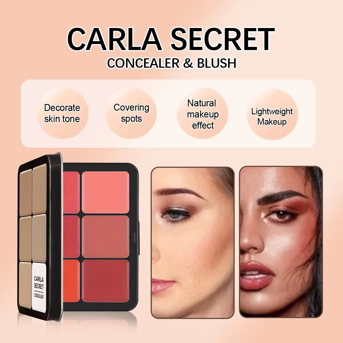 Paleta de correctores, rubores y contornos LuxuryGlow de 12 colores: kit de maquillaje todo en uno