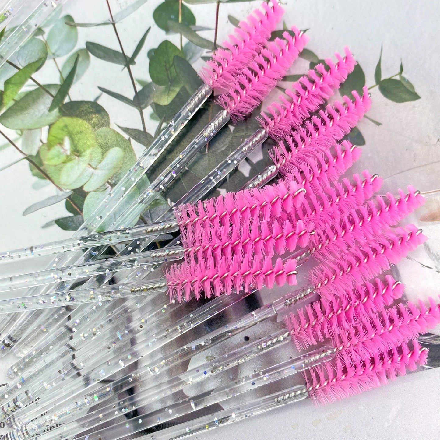 ZANSE 50PCS Eyelash Brush Wands – Crystal Diamond Handle Mascara Applicator Set