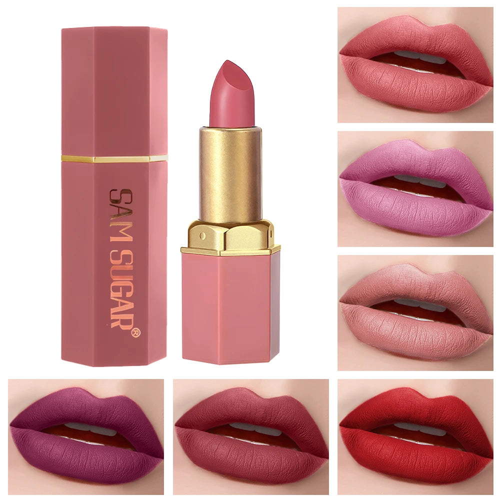 Set de labiales mate LuxuryGlow de 6 colores Gold Bar: textura aterciopelada y acabado perlado