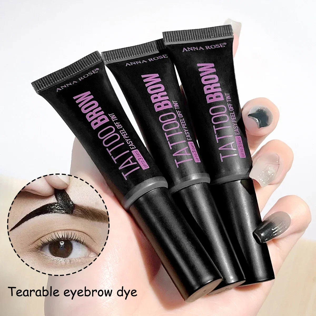 Gel de cejas LuxuryGlow resistente al agua, despegable y con plantillas: a prueba de manchas, duración de 3 días